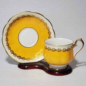 Royal Albert Teacup and Saucer Yellow Gold Vintage